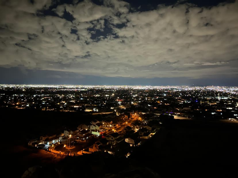 Golden sunset sky over Phoenix skyline