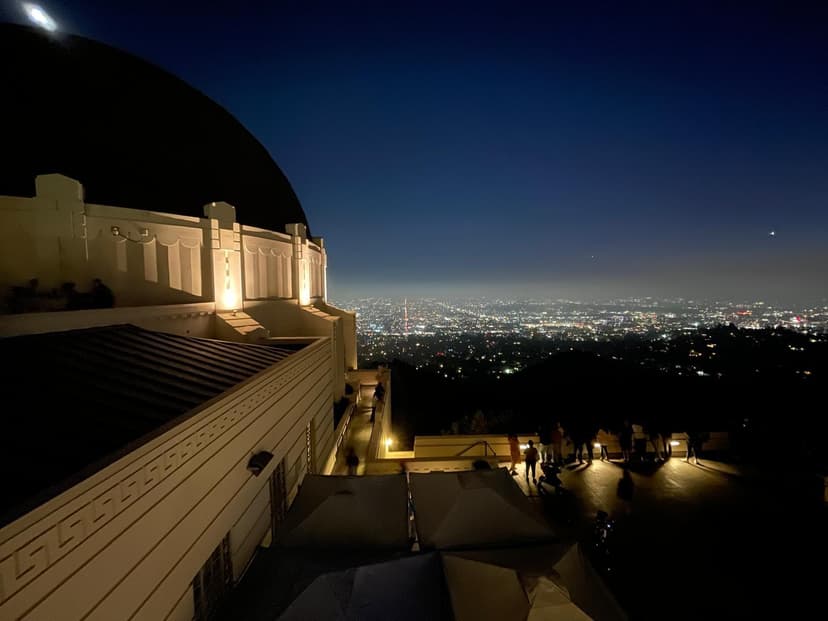 View of Los Angeles city lights from Griffith Observatory at night