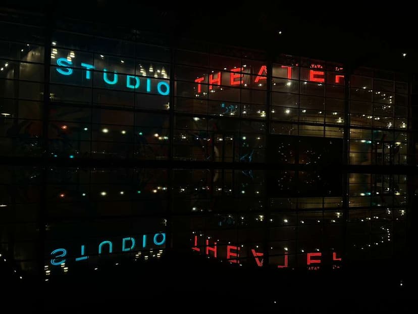 Building reflections in a calm nightscape