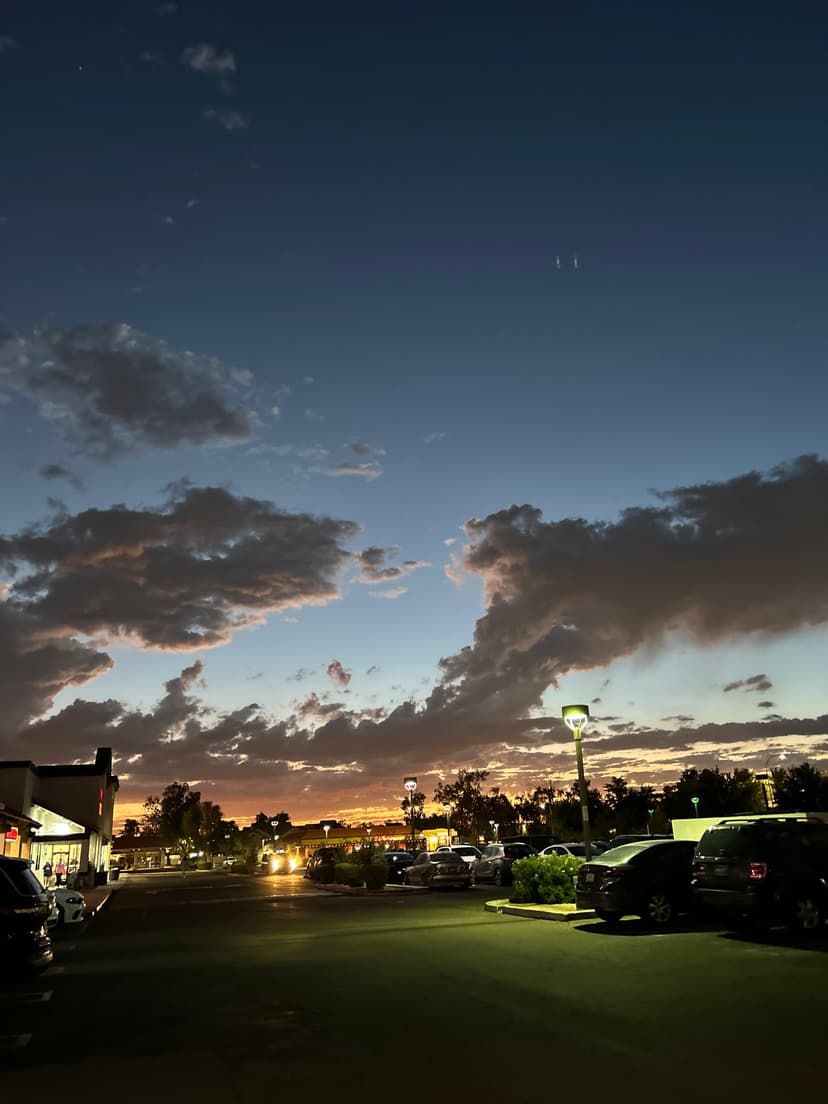 Sunset with glowing clouds