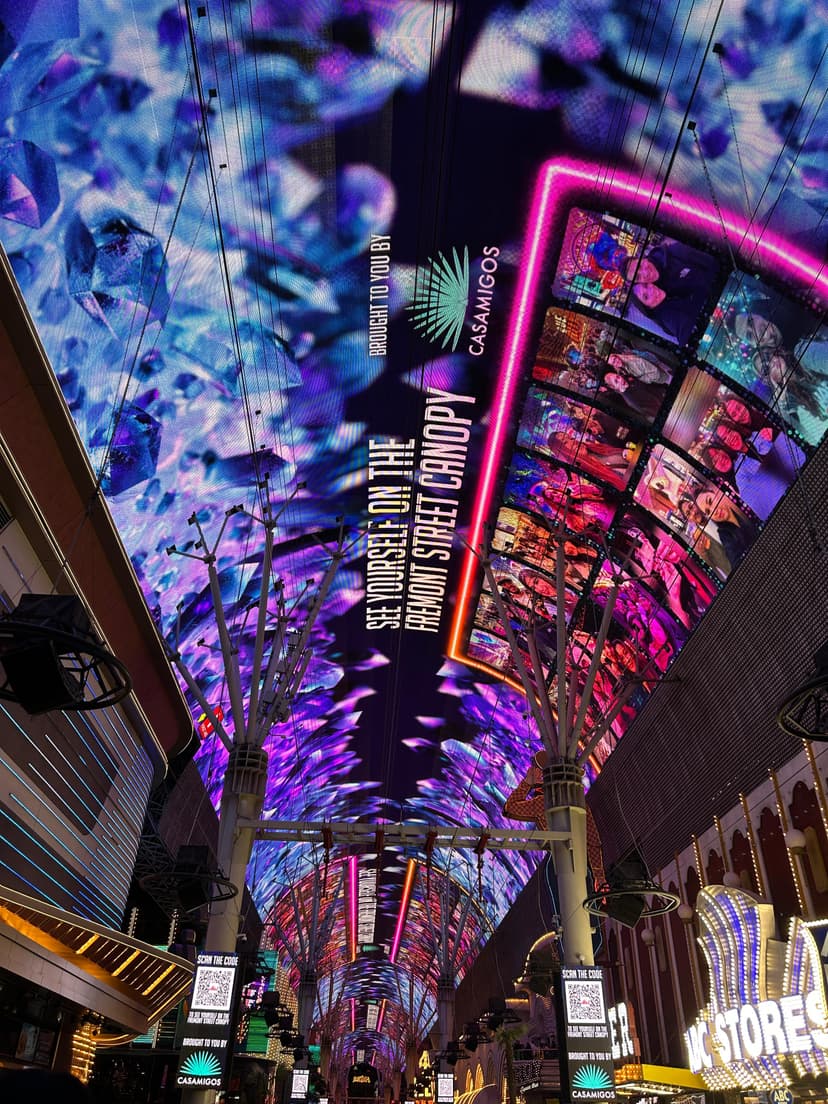 Vibrant Fremont Street Experience canopy with dazzling LED visuals